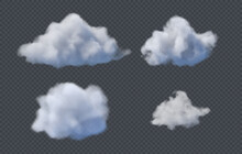 Vector White And Grey Clouds Set With Transparent Alpha Background Ready To Use - Set With 3D Clouds Design For Banner, Website, Illustration - Sunny Day With Clouds And Fog
