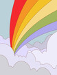 flat illustration of cloudy with rainbow in the sky. abstract background with rainbow. peace, pride, lgbt flag, social media wallpaper