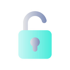 Sticker - Unlocked padlock flat gradient color ui icon. Security setting. Folder access control. Open lock. Simple filled pictogram. GUI, UX design for mobile application. Vector isolated RGB illustration