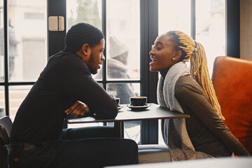 Portrait of young beautiful african couple in love