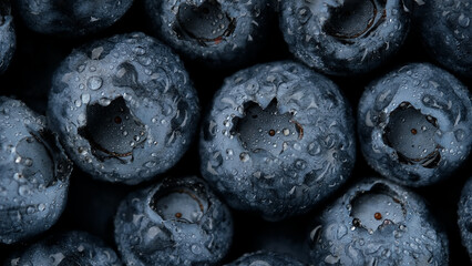 Poster - Fresh blueberries macro, top view