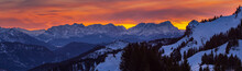 Burning Winter Sunset Around Zugspitze