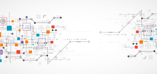 Poster - Abstract technology concept. Circuit board, high computer color background. Vector illustration with space for content, web - template, business tech presentation.