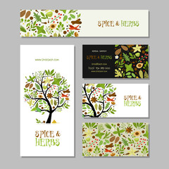 Wall Mural - Spicy and herbs concept art for your business. Creative ideas for cards, banner, web, promotional materials. Corporate identity template. Vector illustration