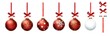 Red Christmas bauble tree decorations with other design elements isolated against a white background.