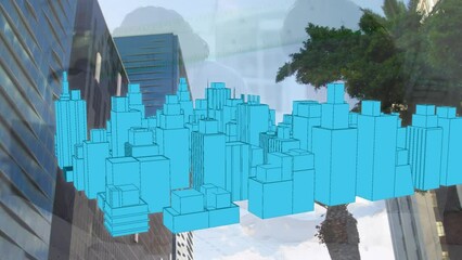 Poster - Animation of 3d city model over cityscape