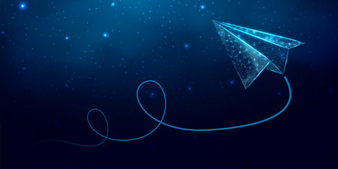 Wall Mural - polygonal paper plane. business startup, innovation, growth, travel, way forward freedom concept. wi