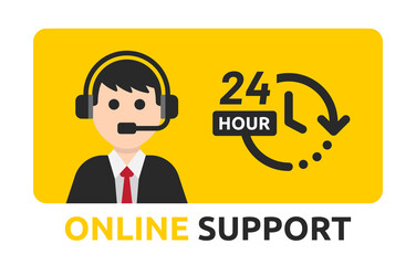 Aufkleber - Online support service in flat design. Vector illustration.