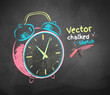 Chalk drawn vector illustration of Alarm clock