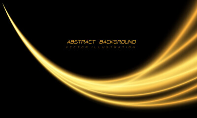 Poster - Abstract yellow light fast speed curve on black design modern luxury futuristic technology background vector