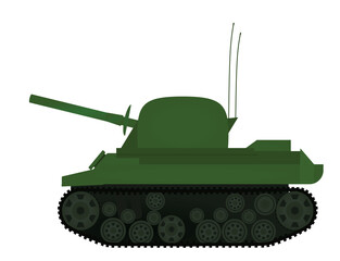 Green military tank. vector illustration