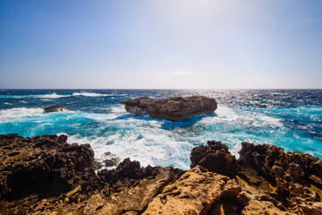 beautiful landscape with a rocky sea shore