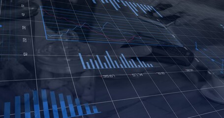 Poster - Animation of financial data processing and statistics over payment terminal