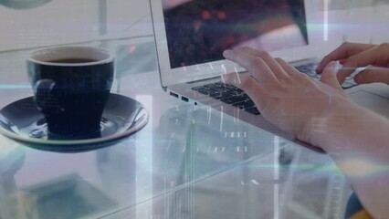 Poster - Animation of data processing over person using laptop