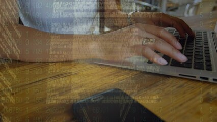Poster - Animation of data processing over person using laptop