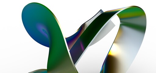 Poster - Fluid design twisted shapes holographic 3D abstract background iridescent wallpaper