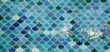© Nataly G - Beautiful mosaic tiles in a marine style. Tile with a sea pattern. Blue tiles with a geometric pattern of scales.