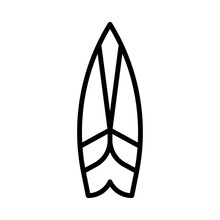 Surfboard Icon. Line Art Style Design Isolated On White Background