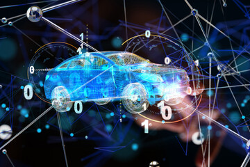 Poster - digital car technology smart in virtuel room