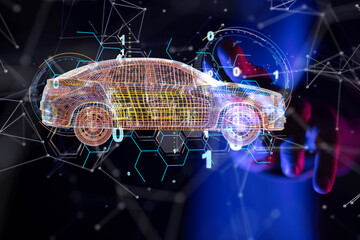 Poster - digital car technology smart in virtuel room