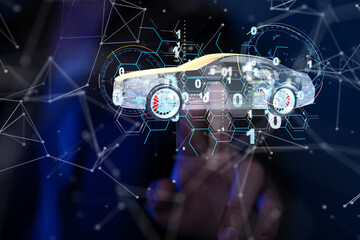 Poster - digital car technology smart in virtuel room