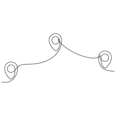Poster - Location pointer continuous one line drawing. GPS navigation line route mark. Vector illustration isolated on white.