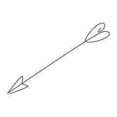 Poster - Flying shaft target arrow. Continuous line drawing arrow.  Vector illustration isolated on white.