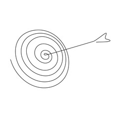 Poster - target with arrow continuous line drawing. hand drawn linear goal circle. vector illustration isolat