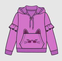 Poster - SWEAT TOPS WITH HOODIE FOR GIRLS