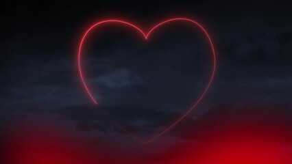 Poster - Animation of glowing heart shape on black background
