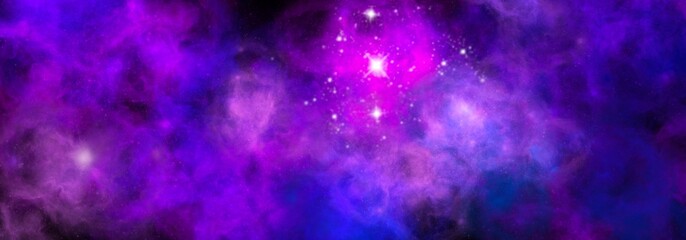 Wall Mural - Space background with realistic nebula and shining stars. Abstract scientific background with nebulae and stars in space. Nebula night starry sky in rainbow colors. Multicolor outer space.