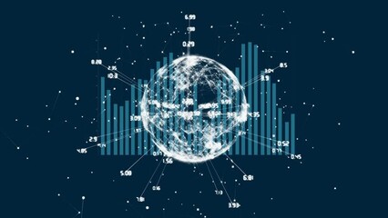 Poster - Animation of diverse graphs and globe on navy background
