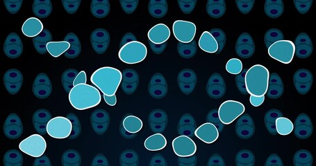 Poster - Animation of dna over blue cells on black background