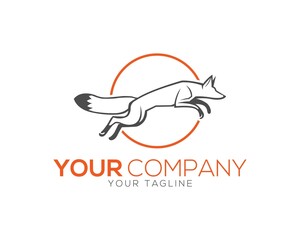 Sticker - Jumping Fox Logo Design Icon Vector Illustration.