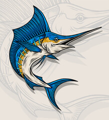 Wall Mural - Marlin Fish Illustration