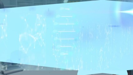 Poster - Animation of dna strand and networks of connections over diverse scientists in lab