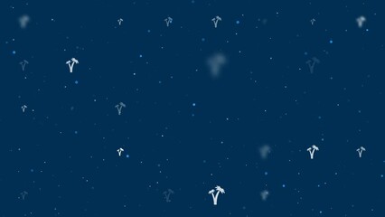 Poster - Template animation of evenly spaced palm trees symbols of different sizes and opacity. Animation of transparency and size. Seamless looped 4k animation on dark blue background with stars