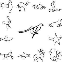 Poster - Leopard one line icon in a collection with other items