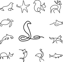 Poster - Cobra snake one line icon in a collection with other items