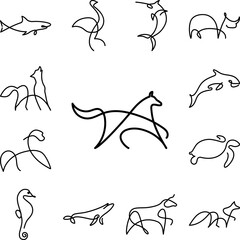 Poster - Dog one line icon in a collection with other items
