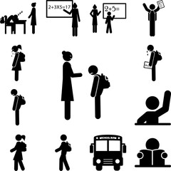 Poster - dissatisfied teacher icon in a collection with other items