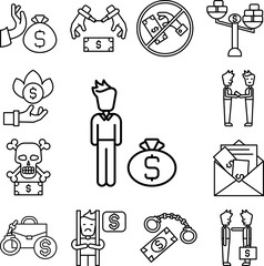 Poster - Bribe, man, money icon in a collection with other items