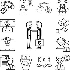 Poster - Bribe, money, contract icon in a collection with other items