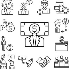 Poster - Bribe, businessman, money icon in a collection with other items