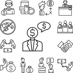 Sticker - Bribe, businessman, money icon in a collection with other items