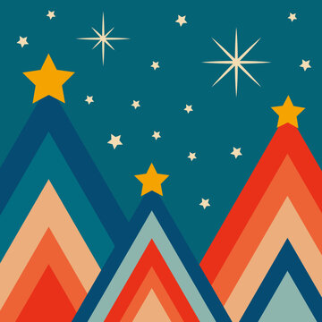 Retro vintage greeting card Merry Christmas. Groove Christmas card. Vector illustration