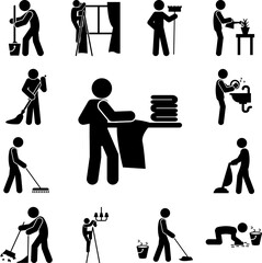 Poster - man folding icon in a collection with other items