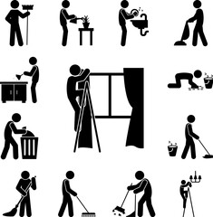 Poster - man curtain hanging icon in a collection with other items