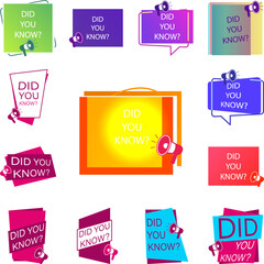 Poster - did you know tag, color, megaphone, orange icon in a collection with other items