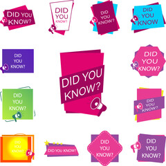 Poster - did you know tag, color, megaphone icon in a collection with other items